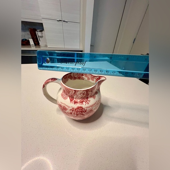 Woods Ware English Scenery milk jug pitcher, cream and red transferware china - Picture 4 of 5